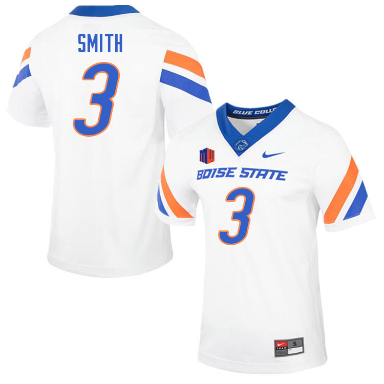 Men-Youth #3 Riley Smith Boise State Broncos College Football Jerseys Stitched-White